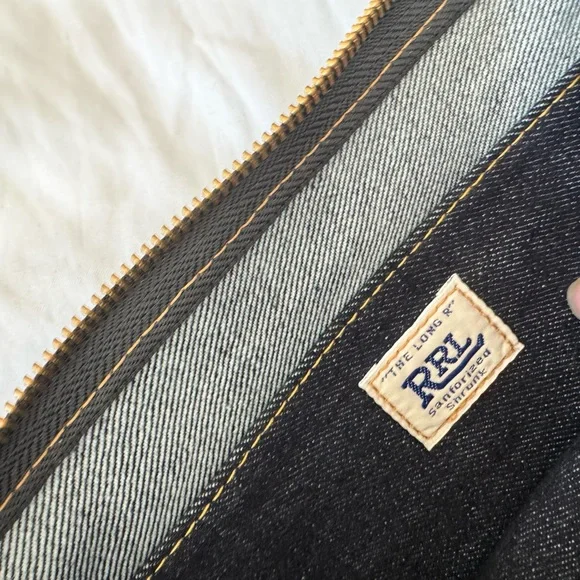 Ralph Lauren Double RL Striped Denim Pouch - Picture 5 of 5